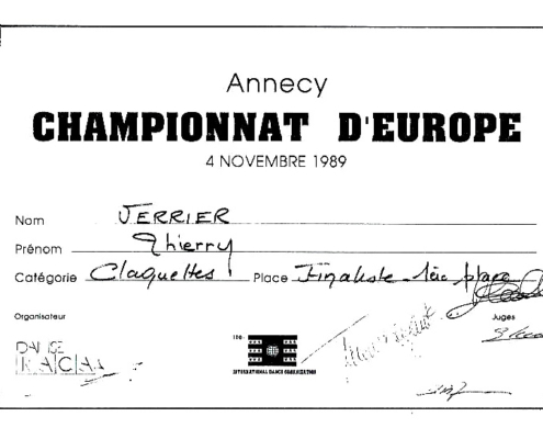 Titre Champion d'Europe de Claquettes américaines